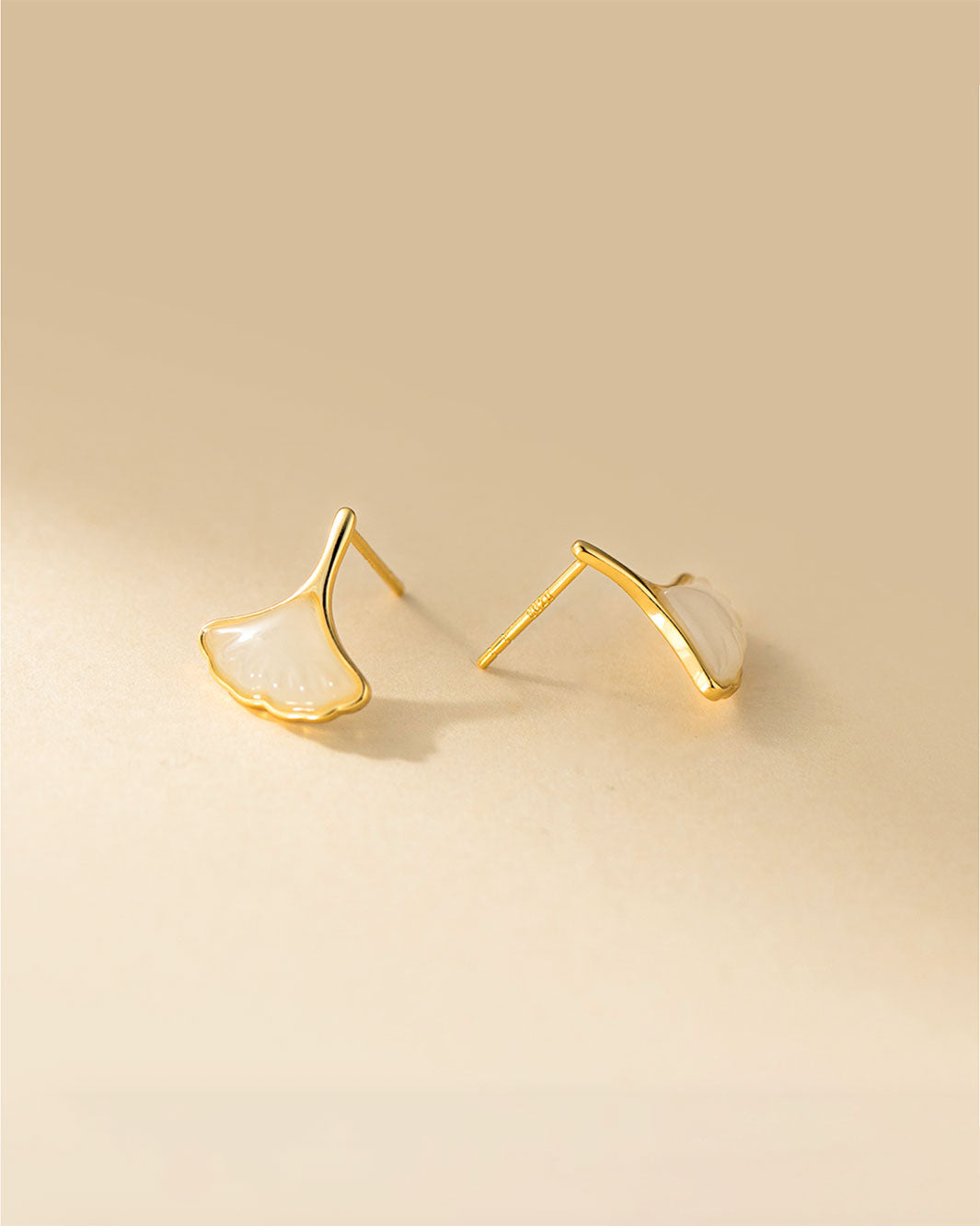Golden Ginkgo Leaf Drop Earrings