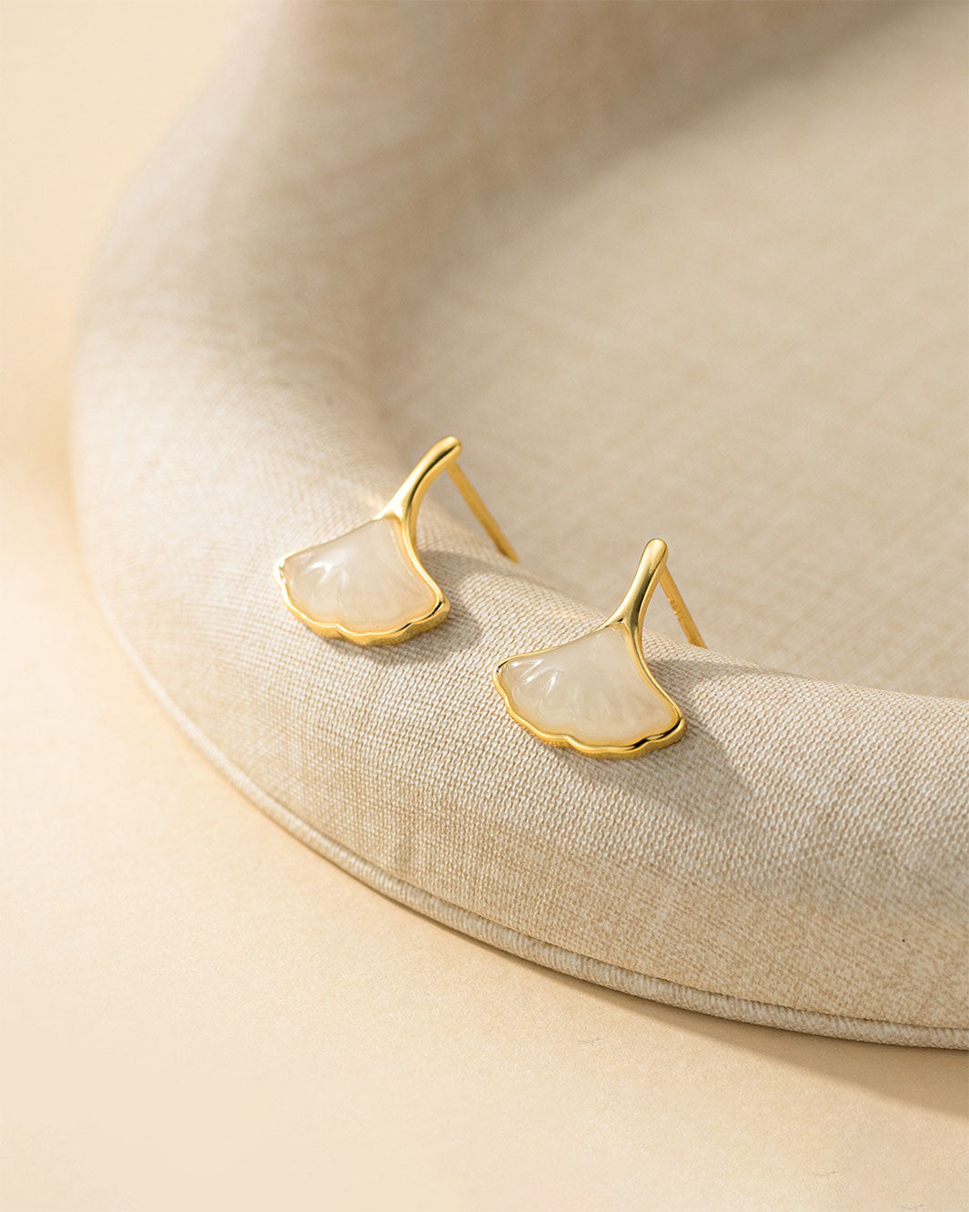 Golden Ginkgo Leaf Drop Earrings