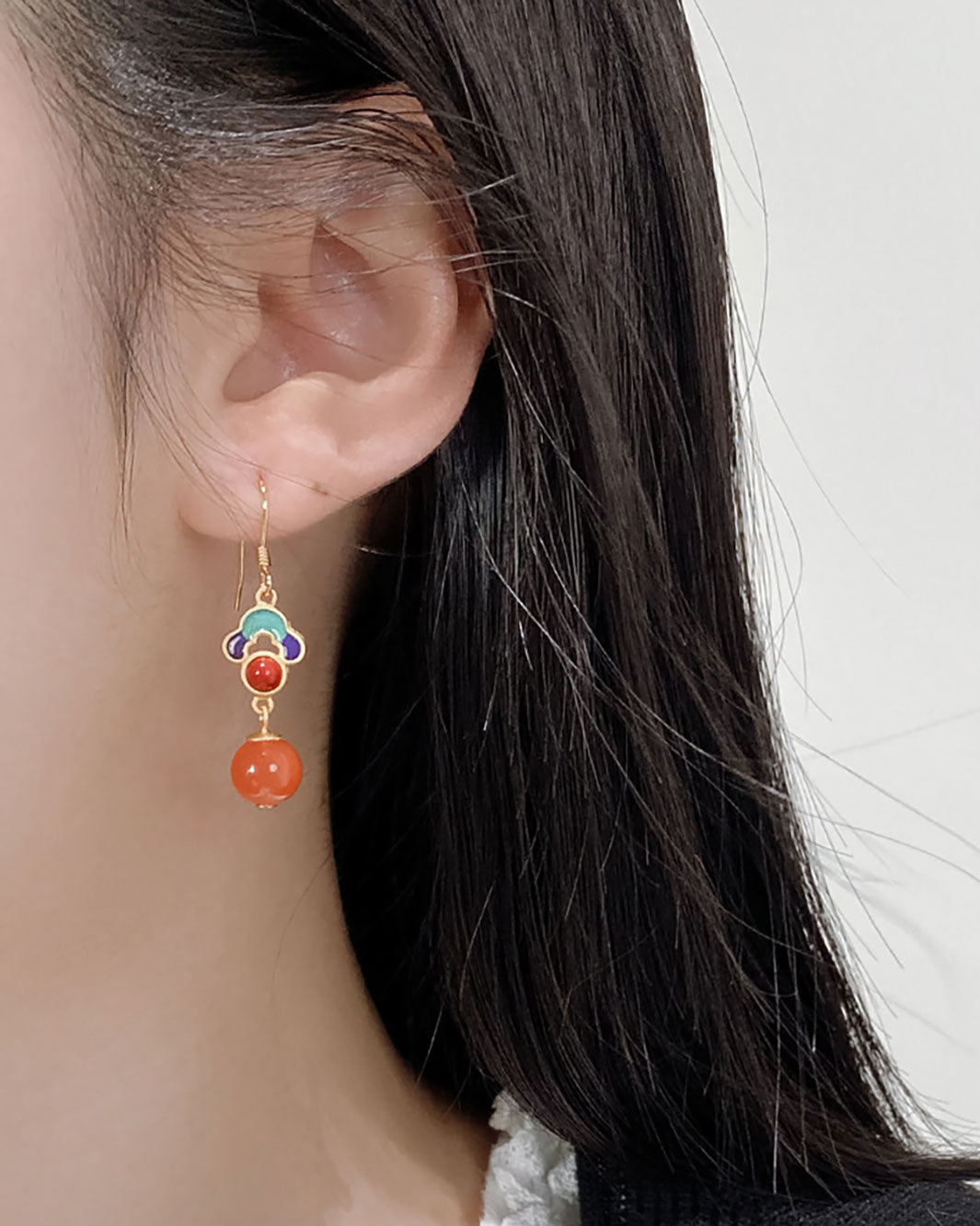 Imperial Coral-Red Dangle Earrings