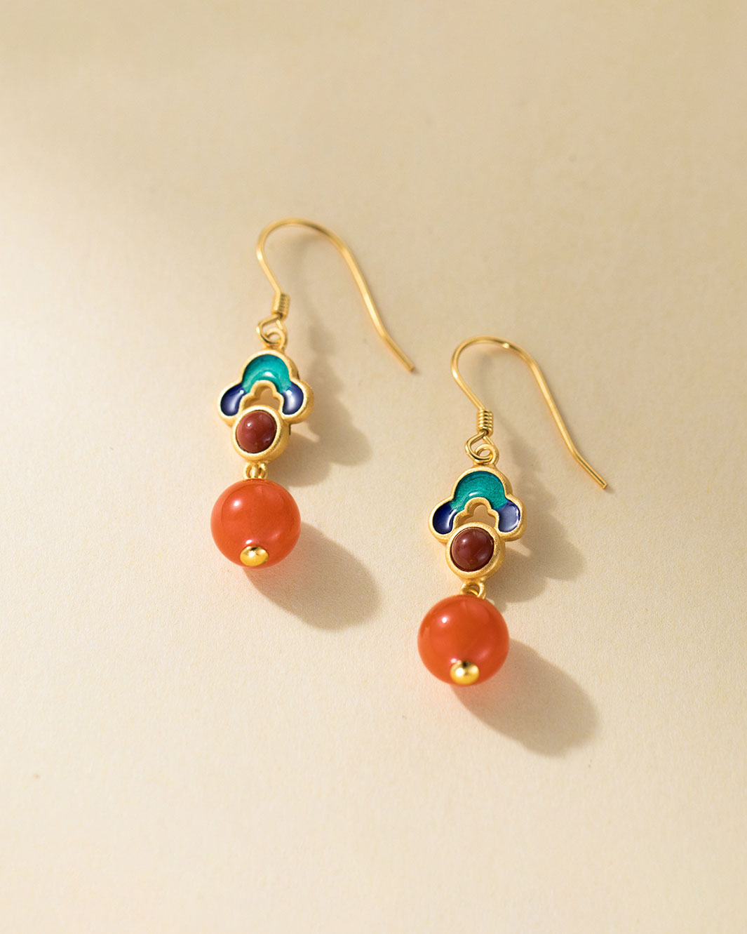 Imperial Coral-Red Dangle Earrings
