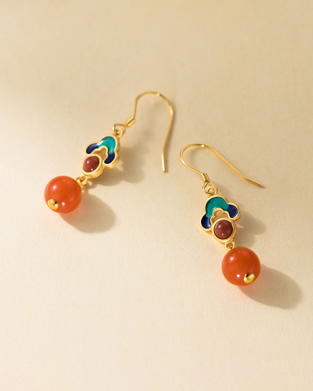 Imperial Coral-Red Dangle Earrings