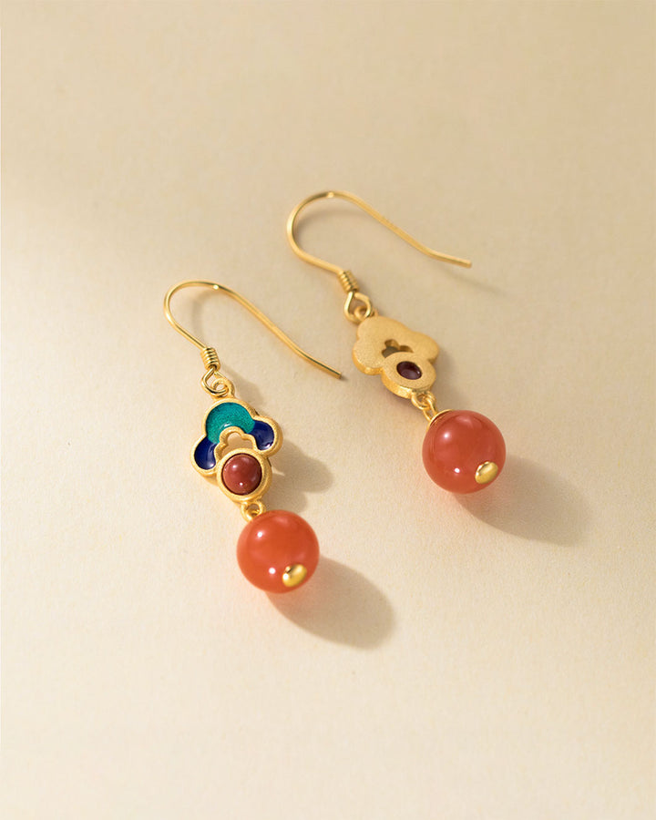 Imperial Coral-Red Dangle Earrings