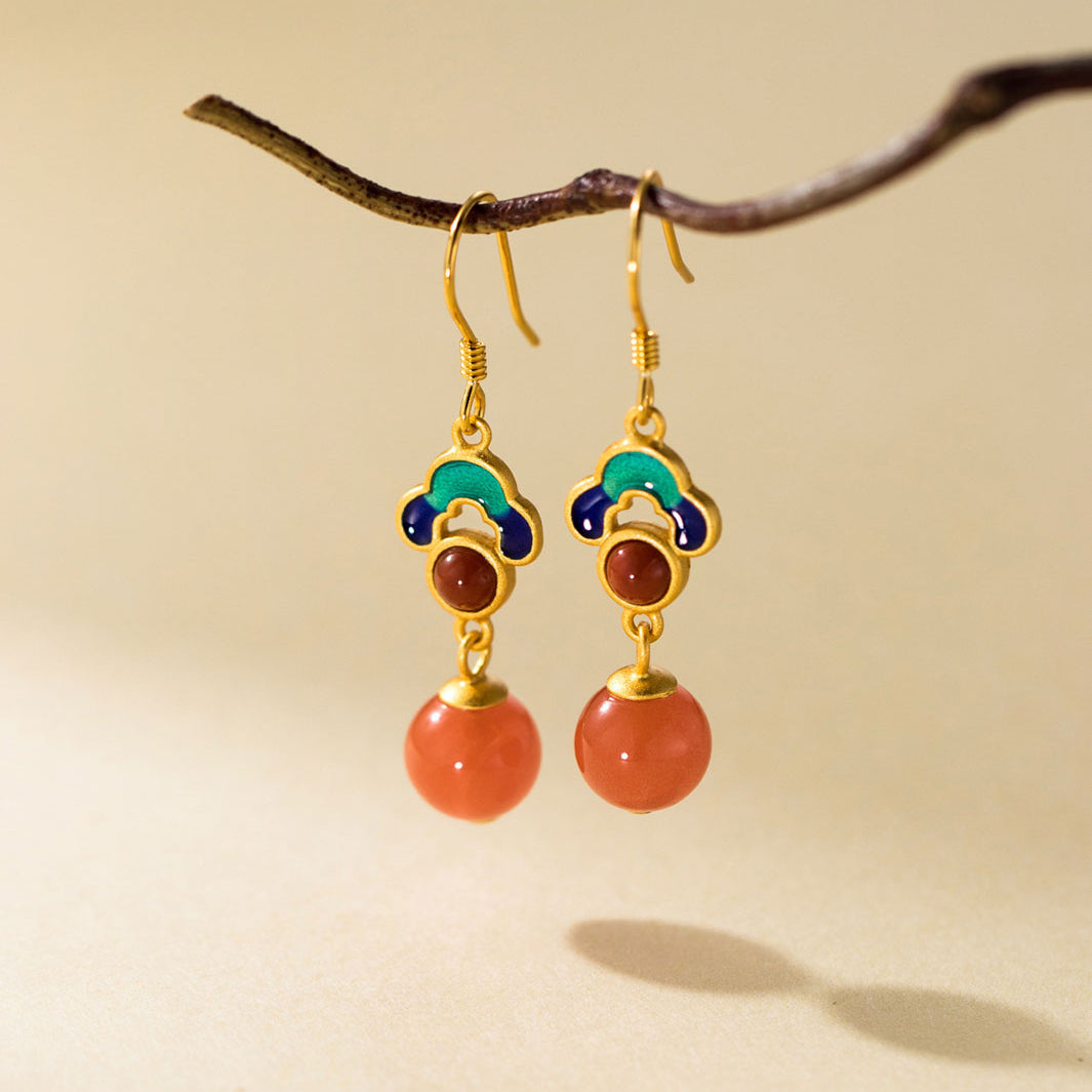 Imperial Coral-Red Dangle Earrings