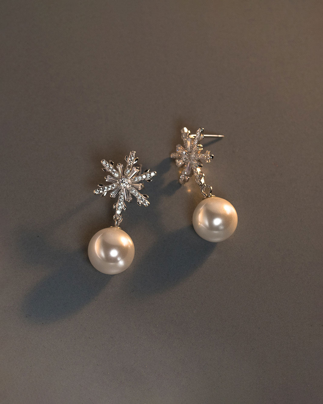Celeste Snowflake Pearl Drop Earrings