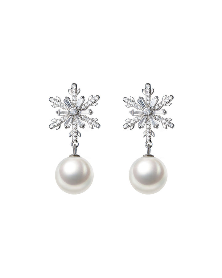Celeste Snowflake Pearl Drop Earrings