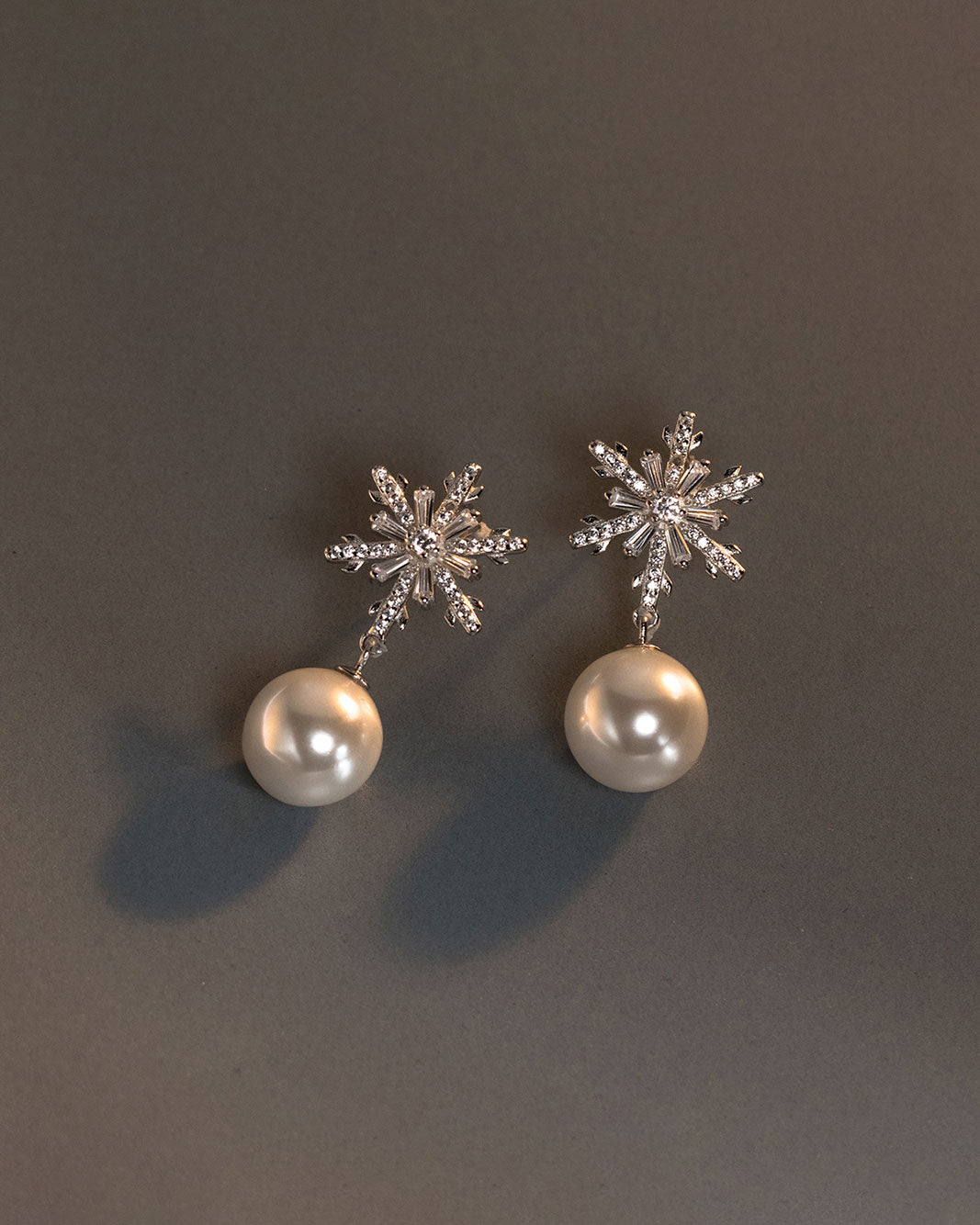 Celeste Snowflake Pearl Drop Earrings