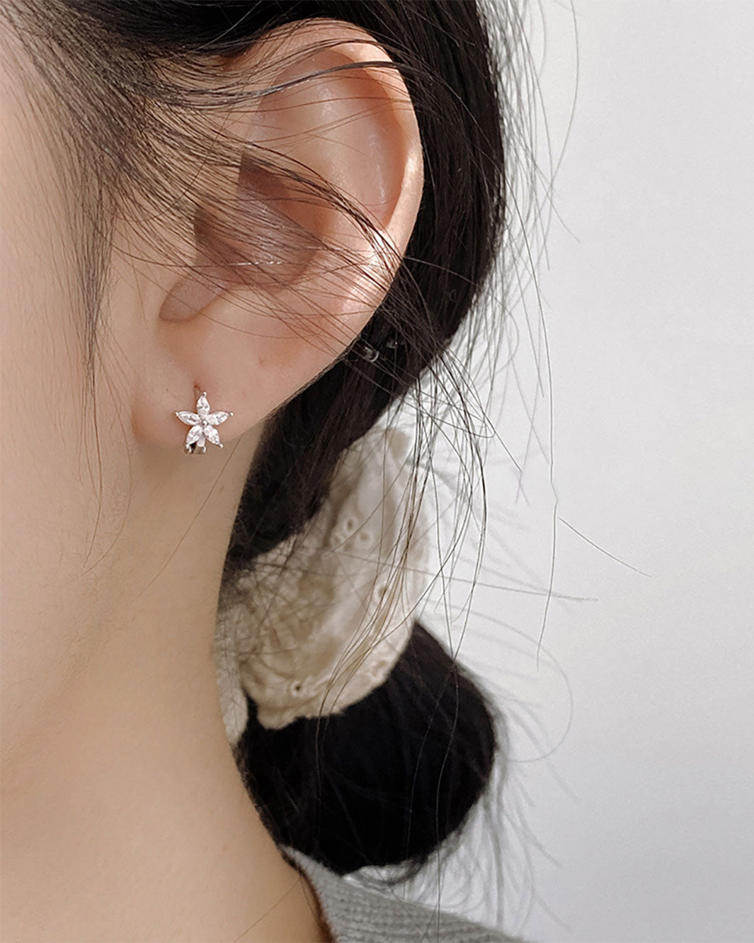 Marquise Bloom Huggie Earrings