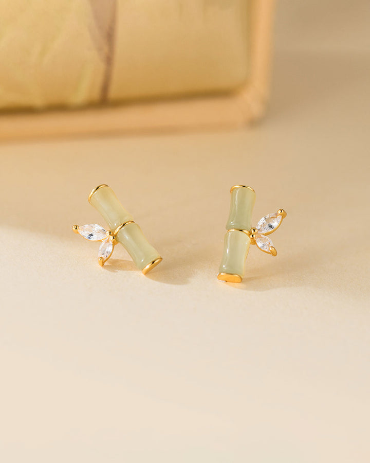 Serenity Jade Bamboo Stud Earrings