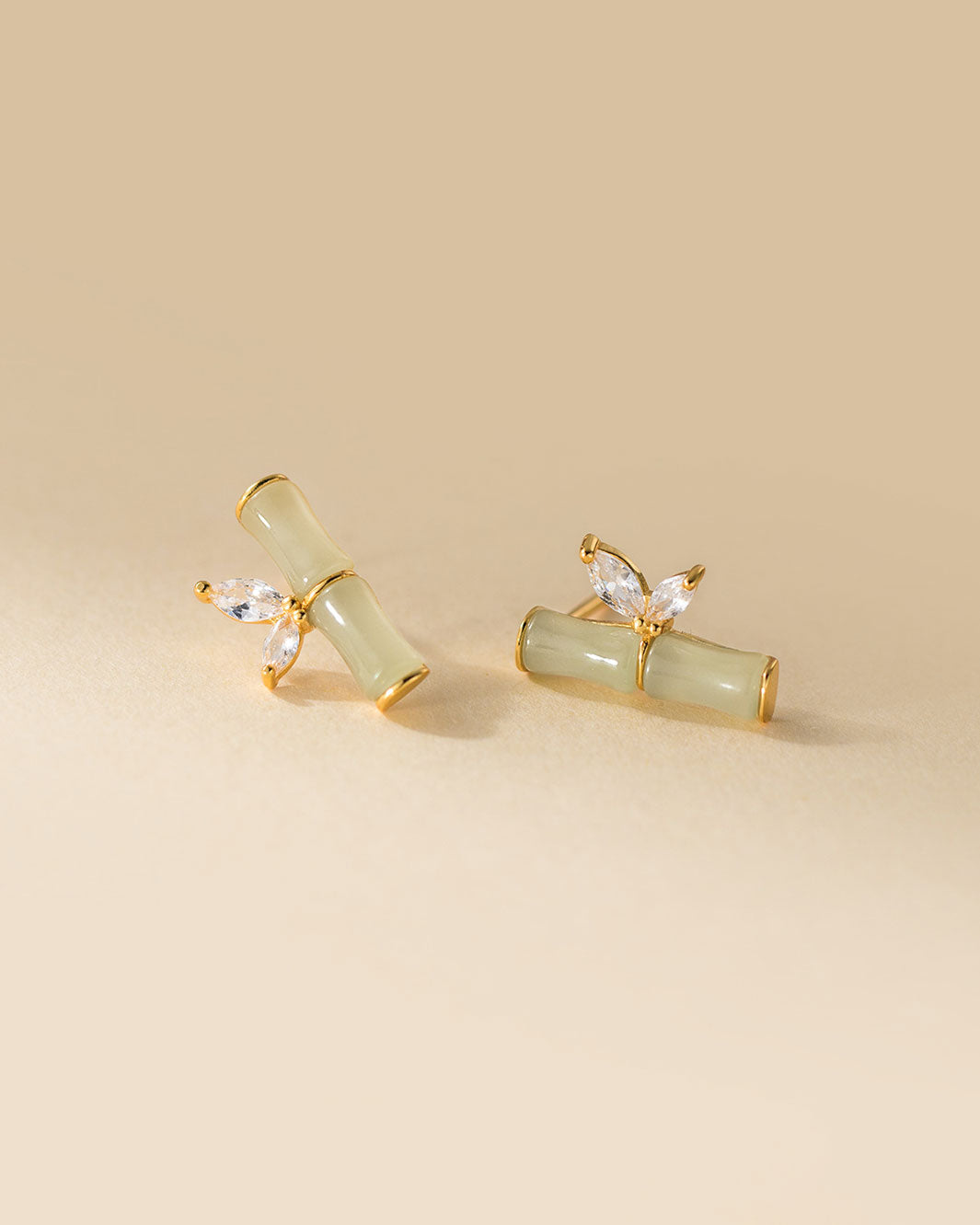 Serenity Jade Bamboo Stud Earrings