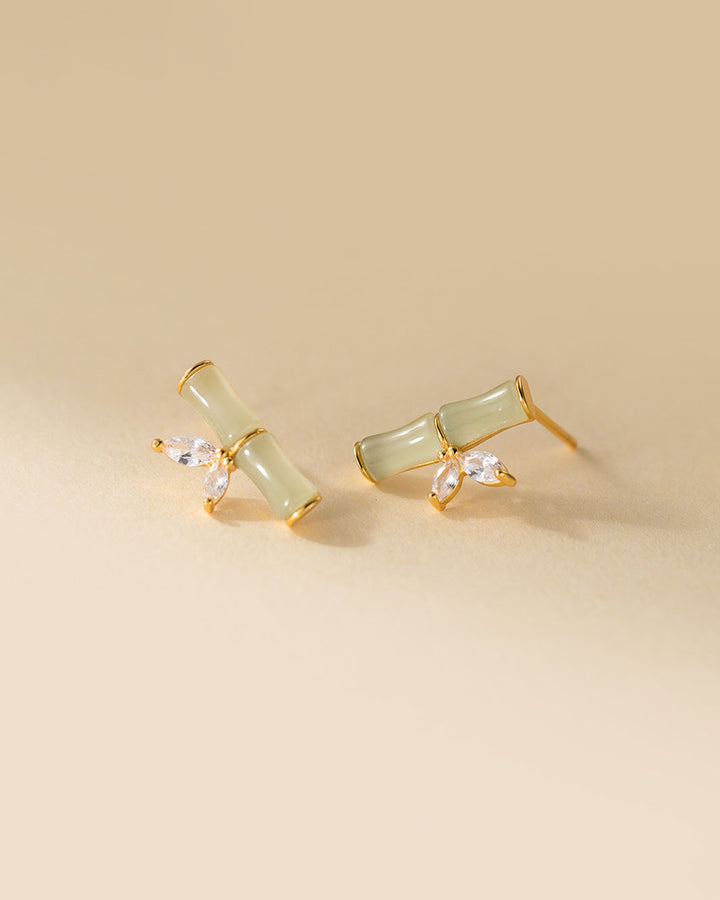 Serenity Jade Bamboo Stud Earrings