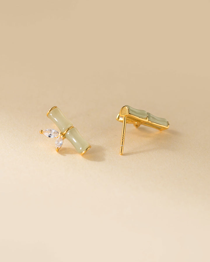 Serenity Jade Bamboo Stud Earrings