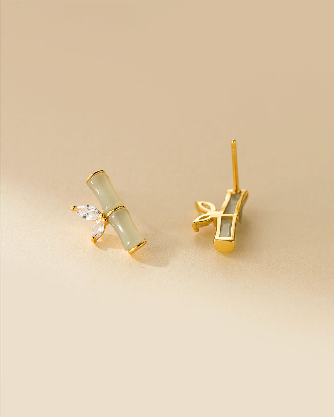 Serenity Jade Bamboo Stud Earrings