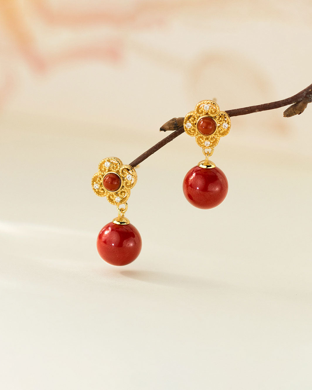 Aristocrat Red Agate Drop Earrings