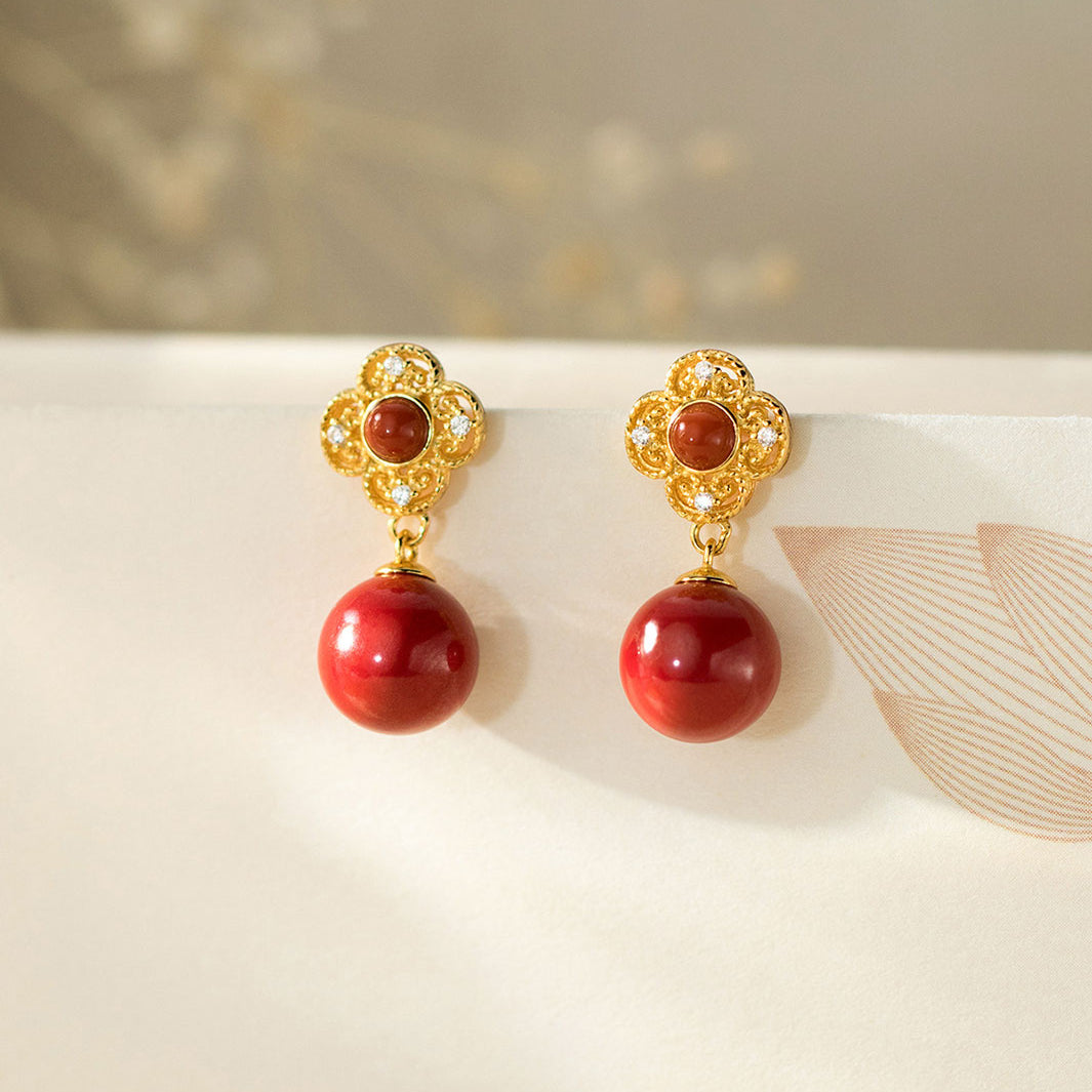 Aristocrat Red Agate Drop Earrings