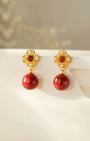 Aristocrat Red Agate Drop Earrings