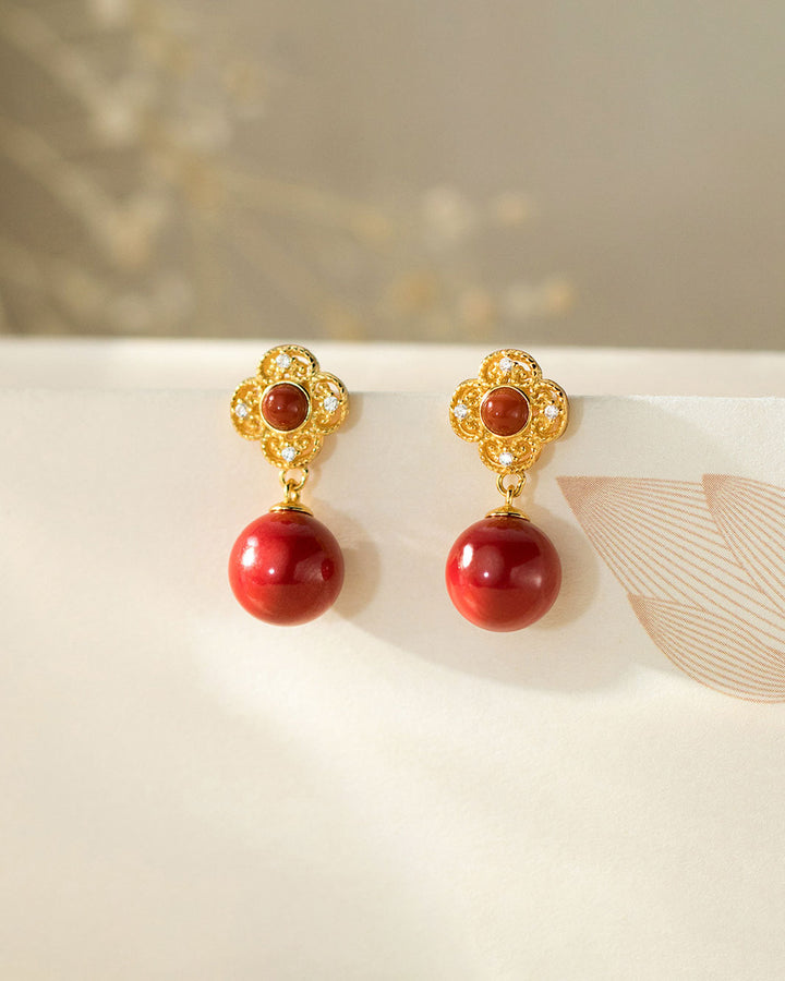 Aristocrat Red Agate Drop Earrings