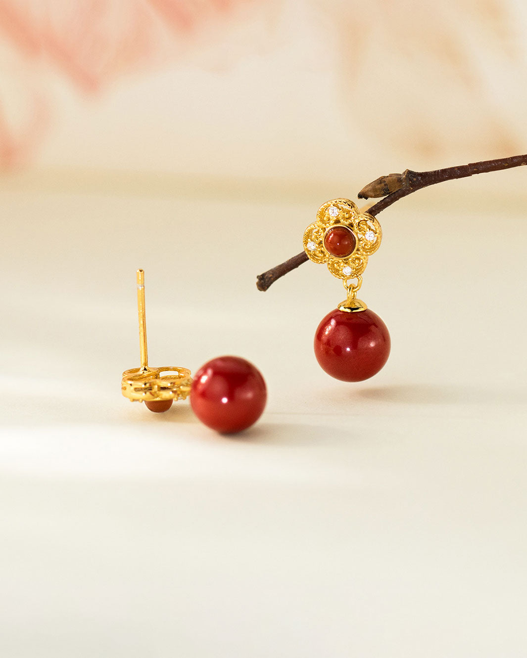 Aristocrat Red Agate Drop Earrings