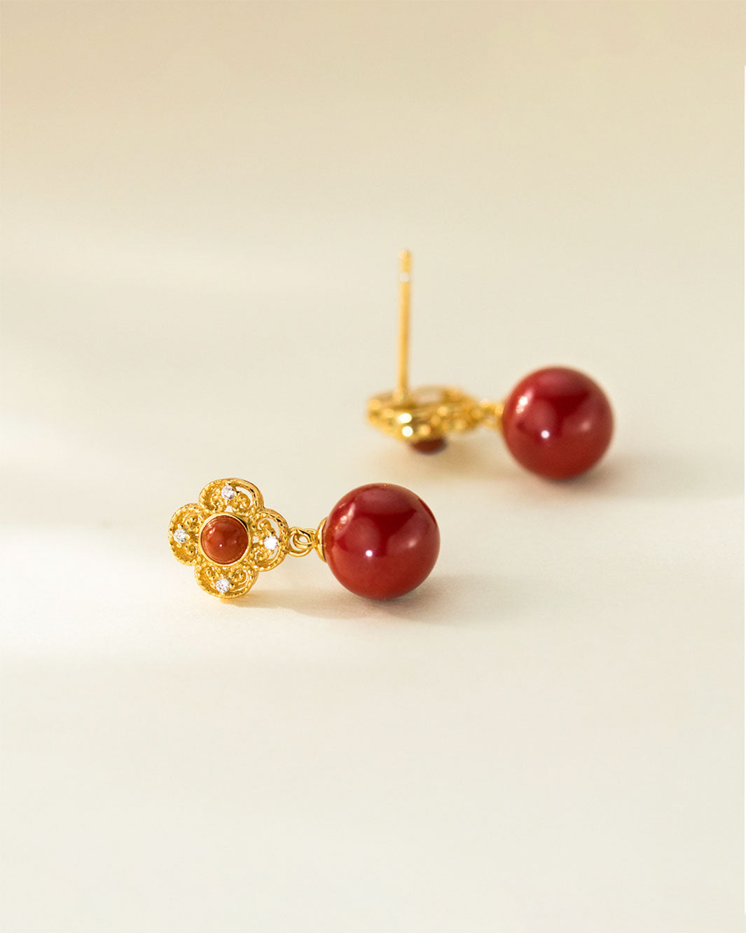 Aristocrat Red Agate Drop Earrings