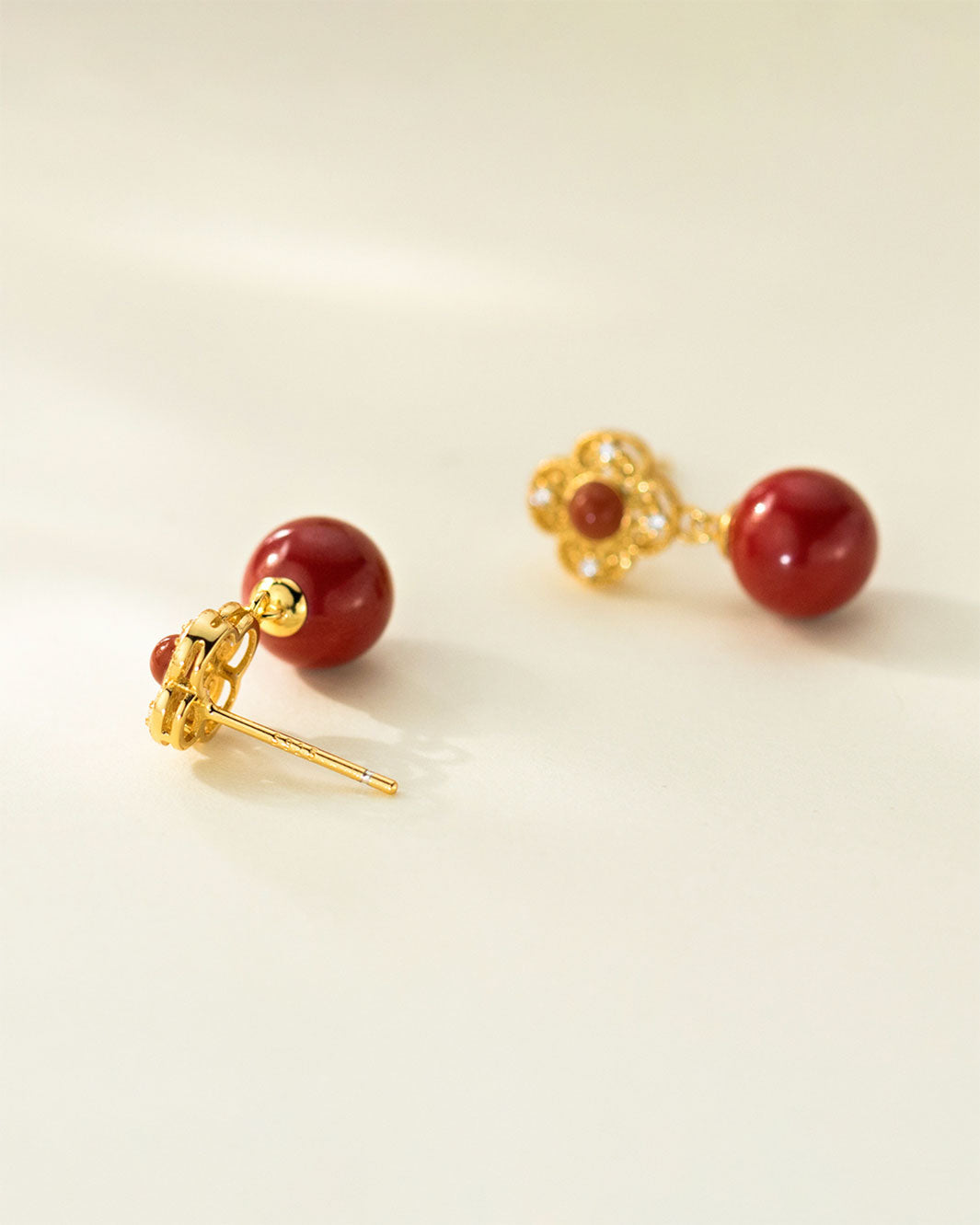 Aristocrat Red Agate Drop Earrings