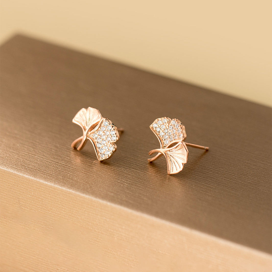 Ginkgo Leaves Stud Earrings