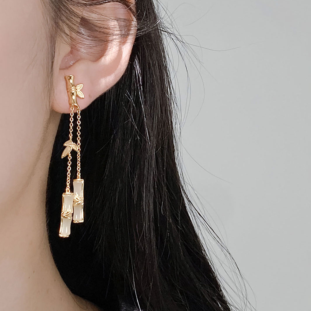 Jade Bamboo Pavilion Dangle Earrings