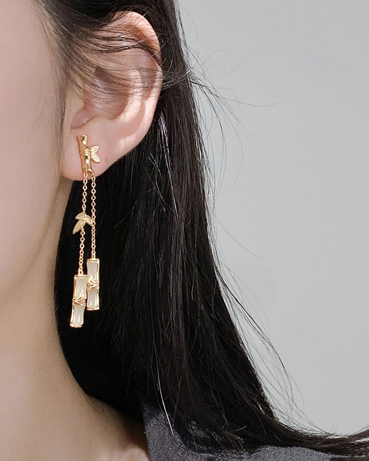 Jade Bamboo Pavilion Dangle Earrings