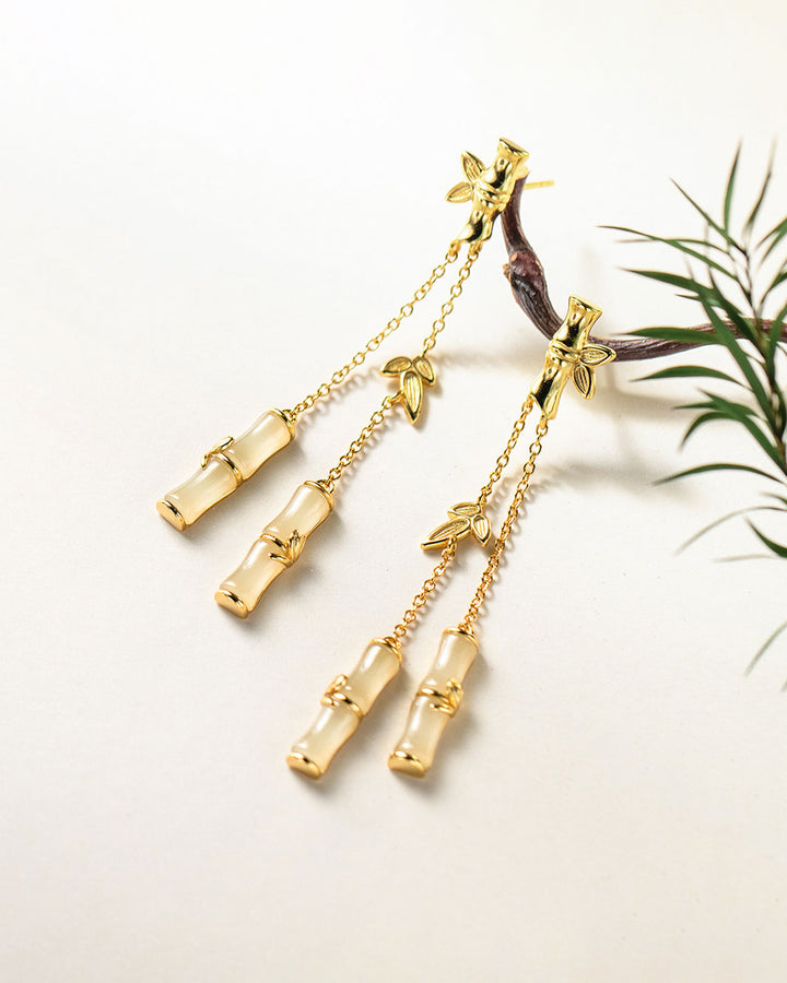 Jade Bamboo Pavilion Dangle Earrings