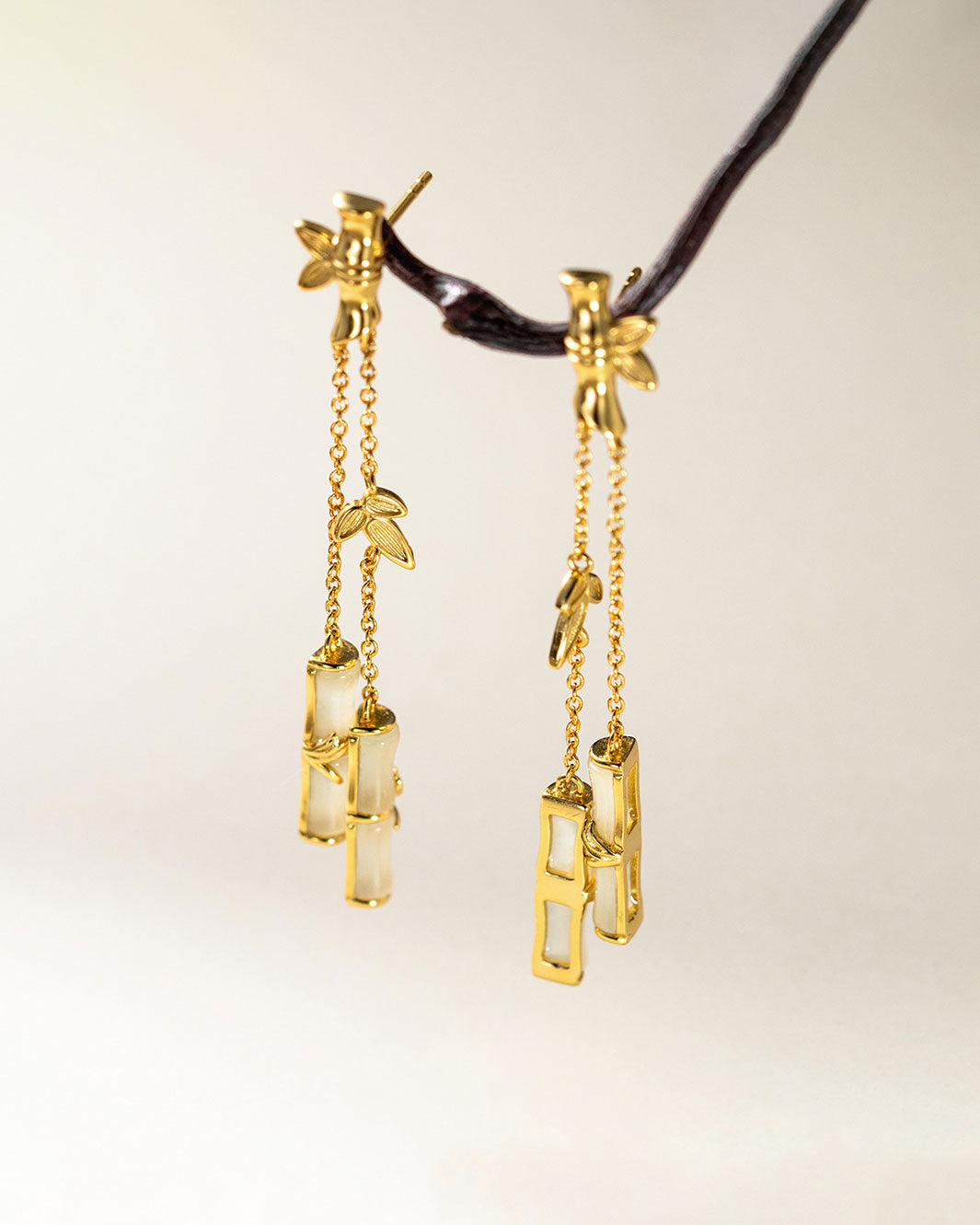 Jade Bamboo Pavilion Dangle Earrings