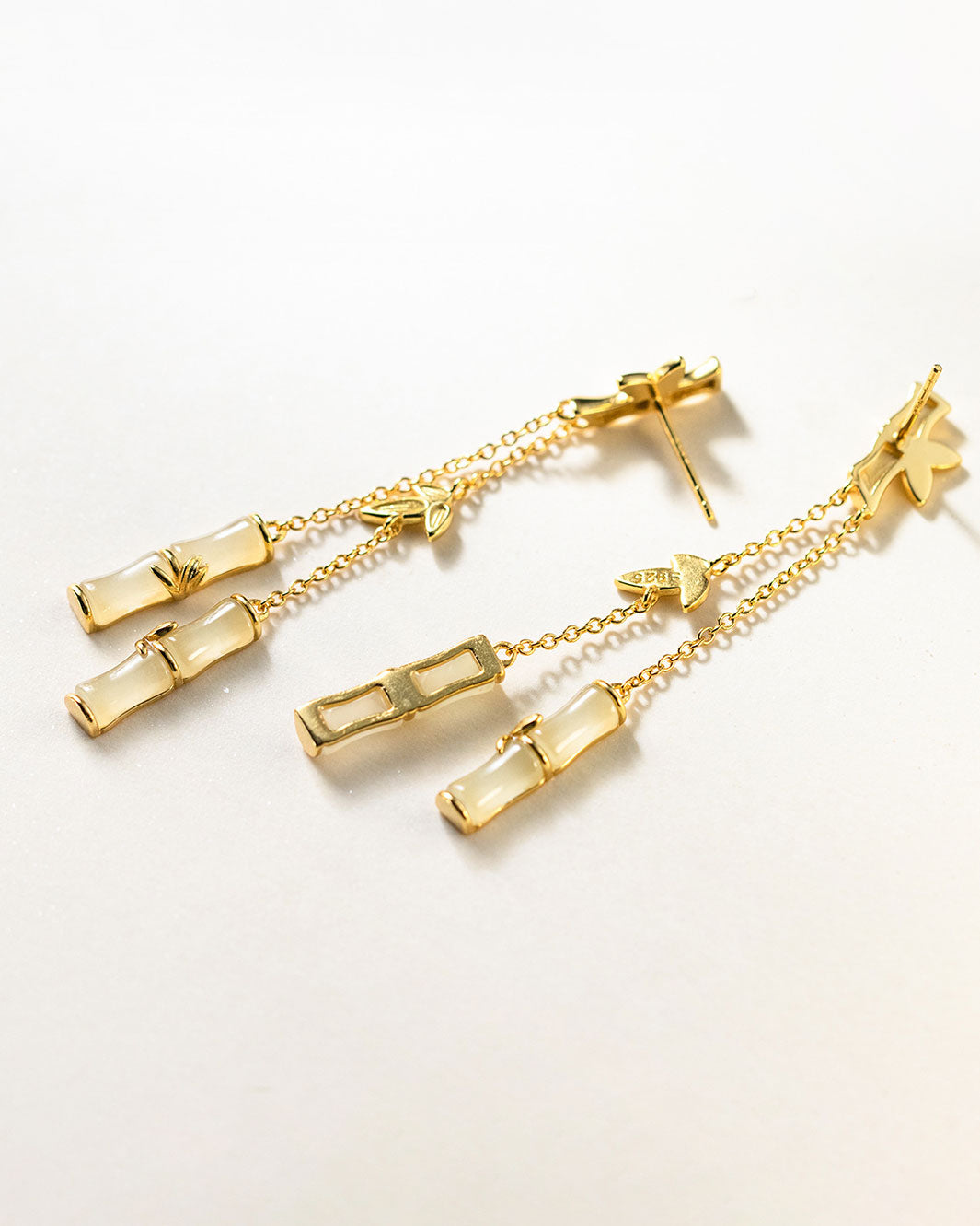 Jade Bamboo Pavilion Dangle Earrings