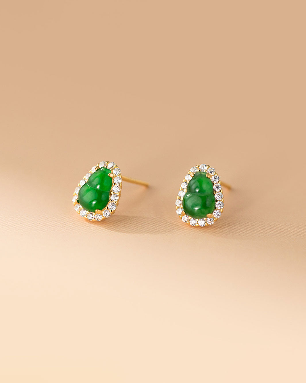 Emerald Jadeite Hulu Pavé Stud Earrings