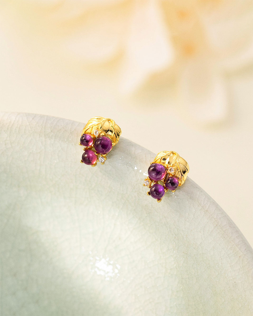 Amethyst Grape Cluster Stud Earrings