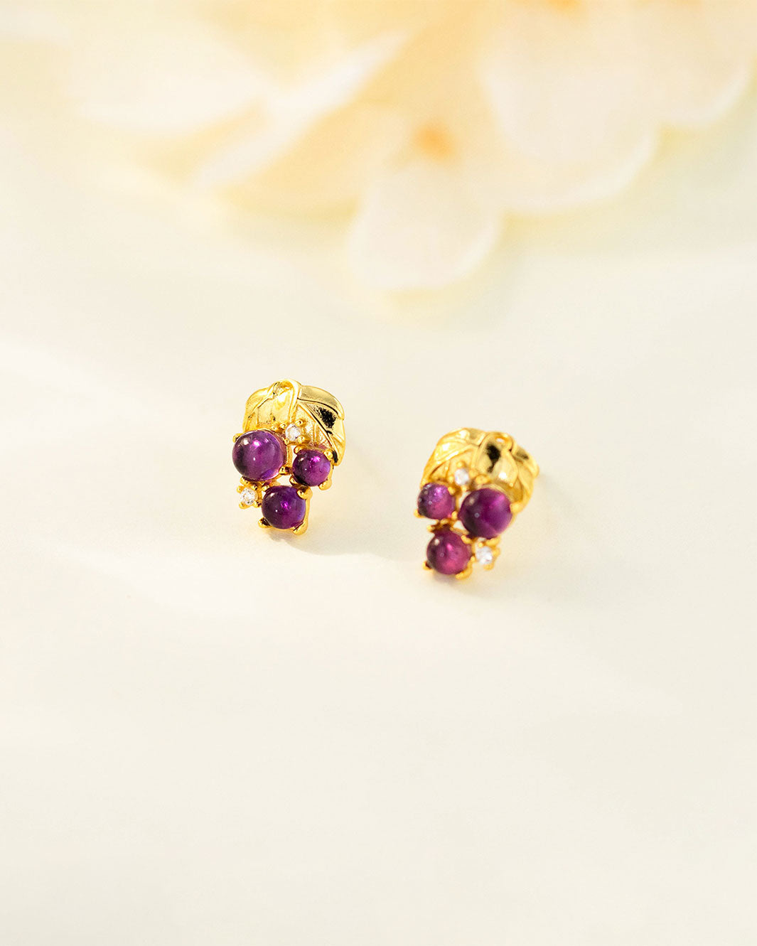 Amethyst Grape Cluster Stud Earrings