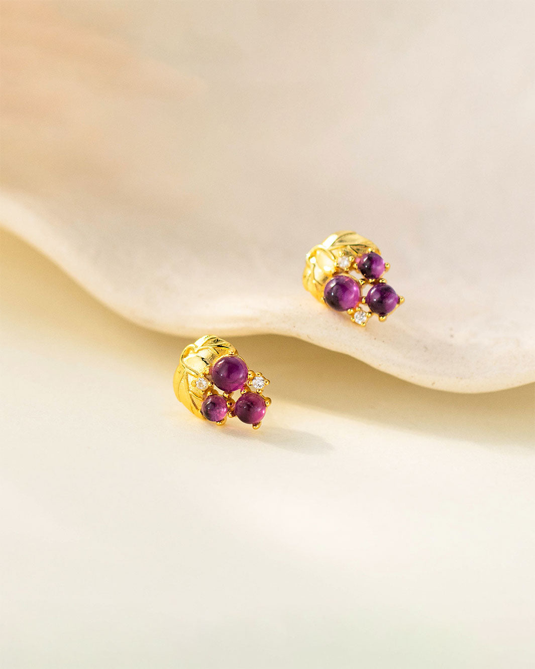 Amethyst Grape Cluster Stud Earrings