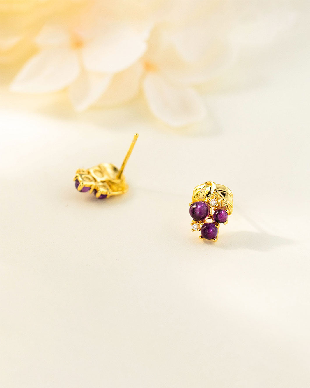 Amethyst Grape Cluster Stud Earrings