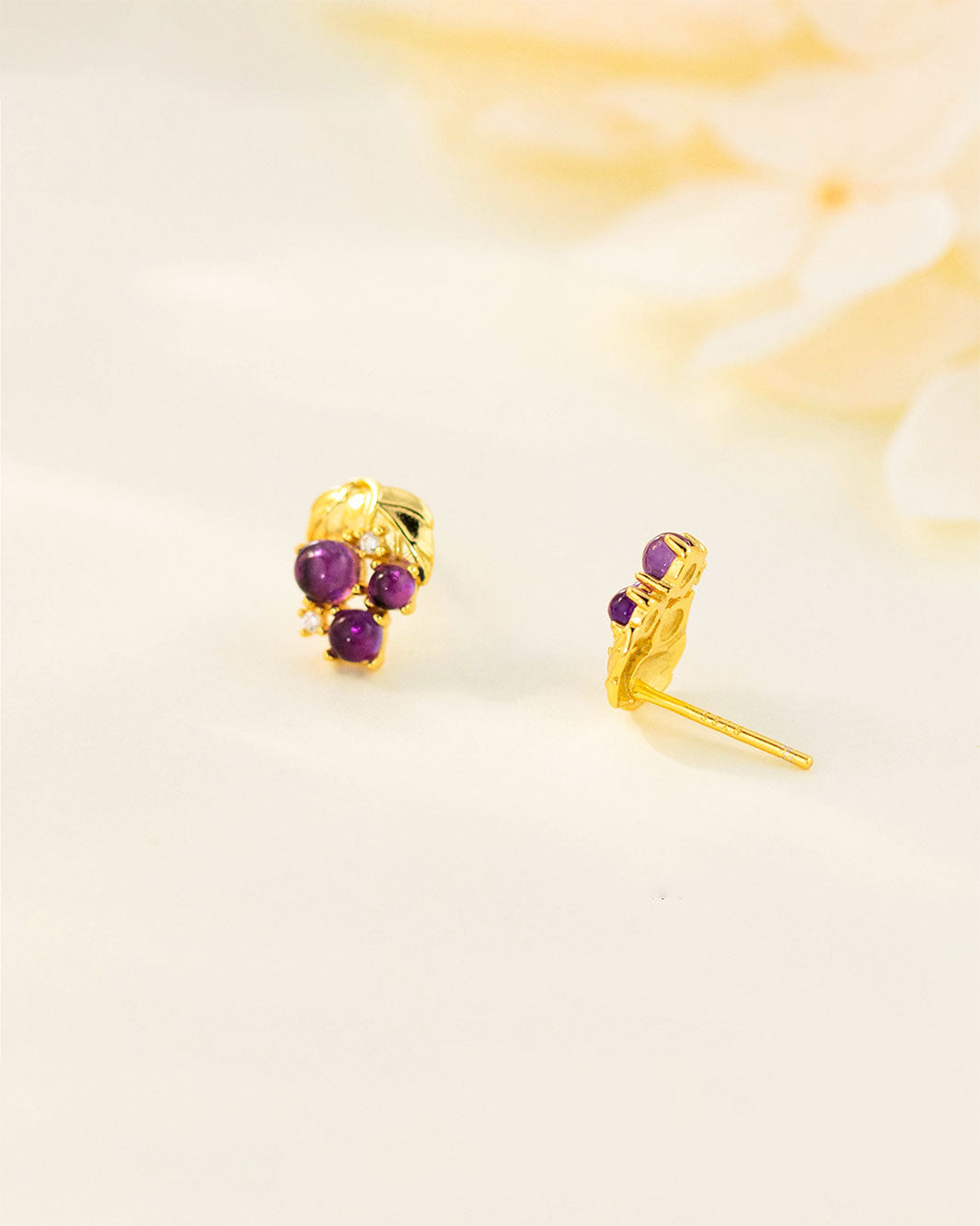 Amethyst Grape Cluster Stud Earrings