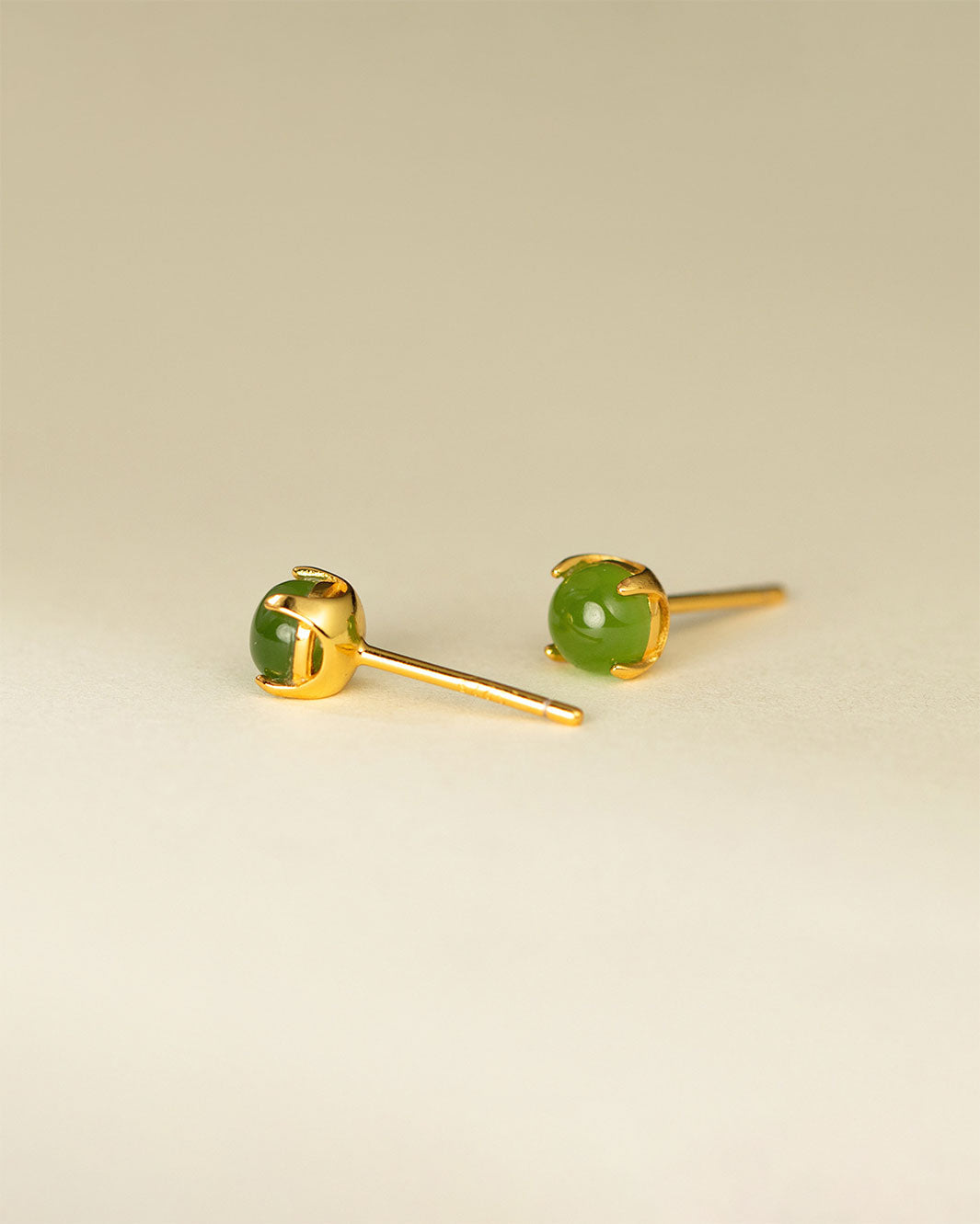 Jade Cabochon Stud Earrings