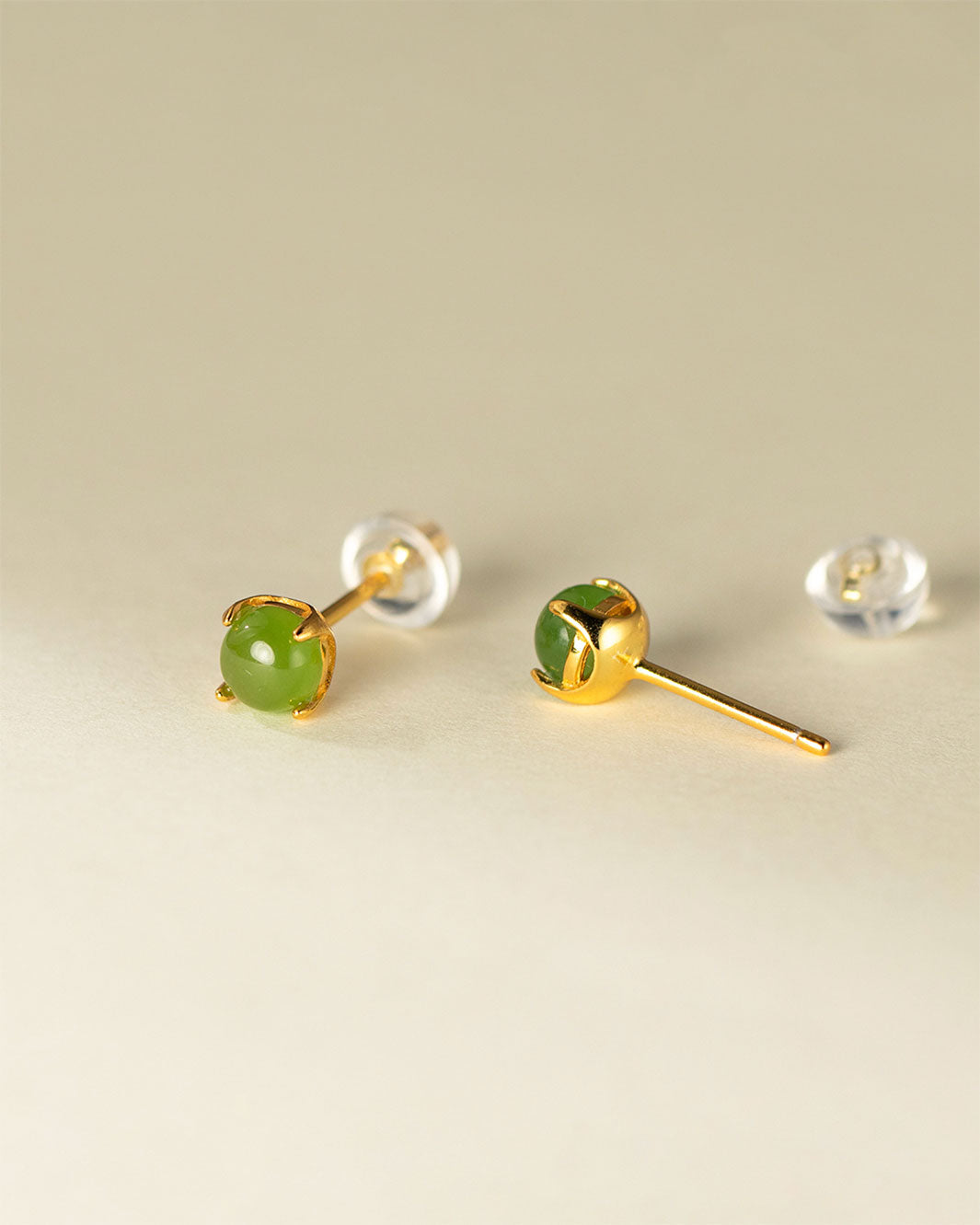 Jade Cabochon Stud Earrings