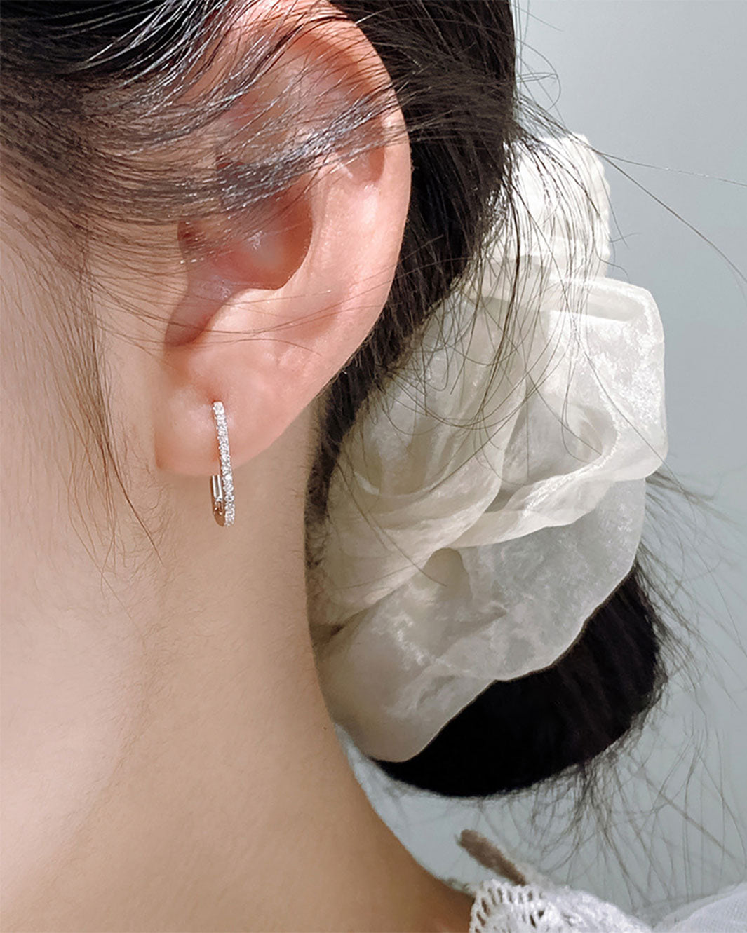 Elodie Slim Pavé Hoop Earrings