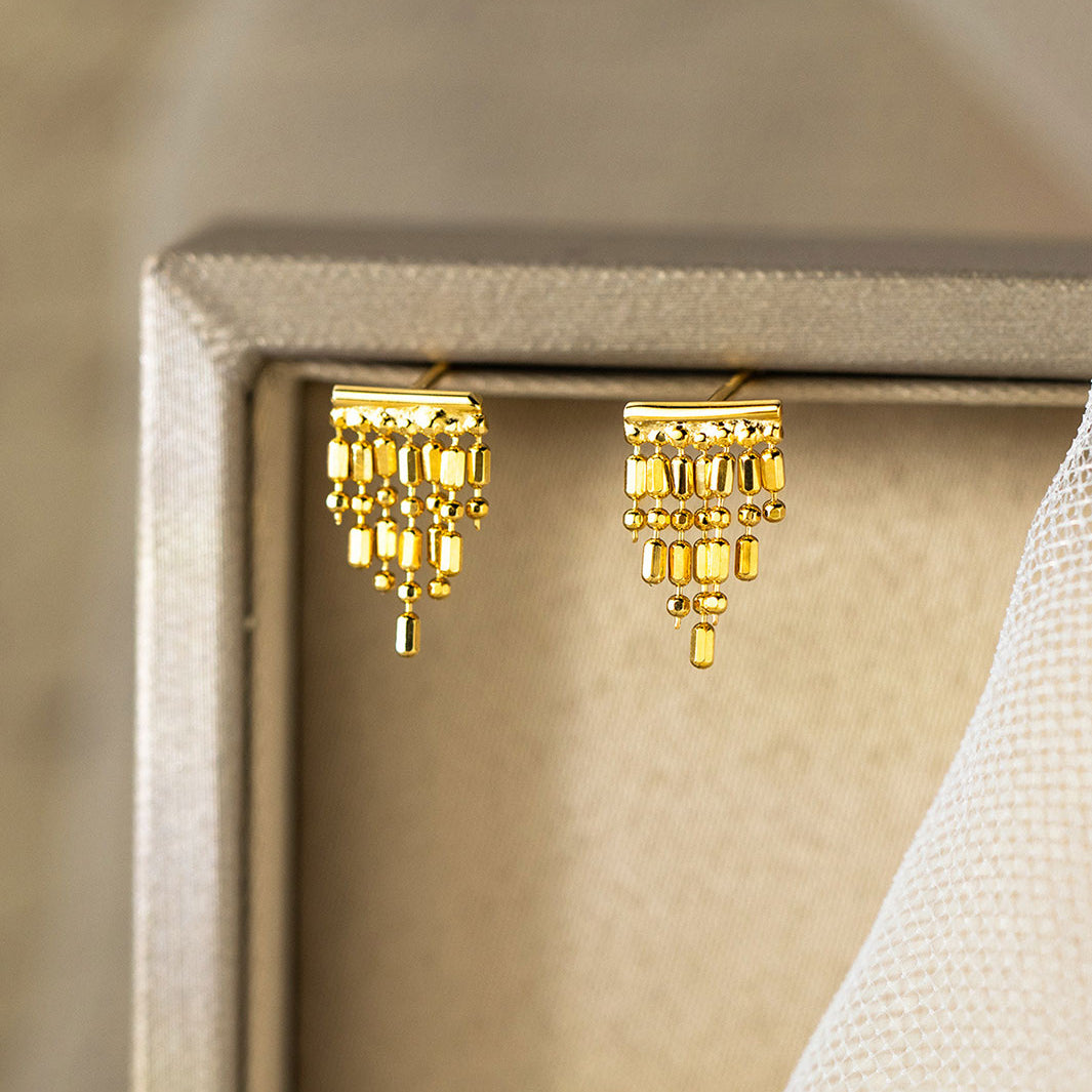 Zadie Beaded Tassel Stud Earrings