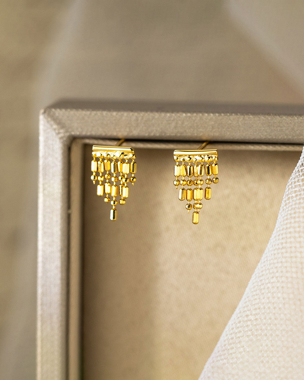 Zadie Beaded Tassel Stud Earrings