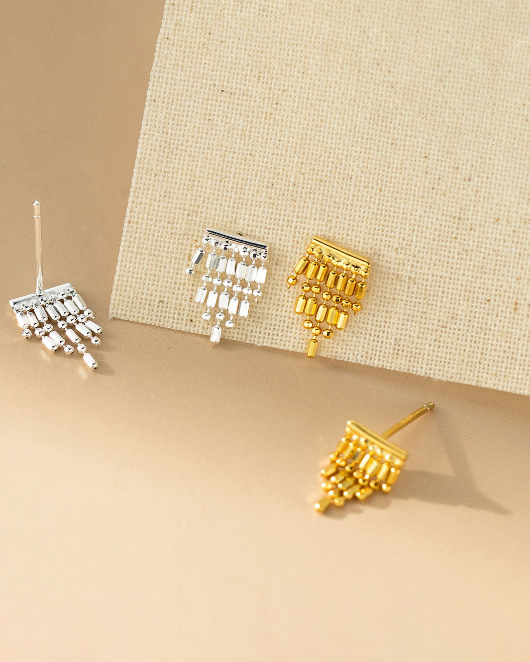 Zadie Beaded Tassel Stud Earrings