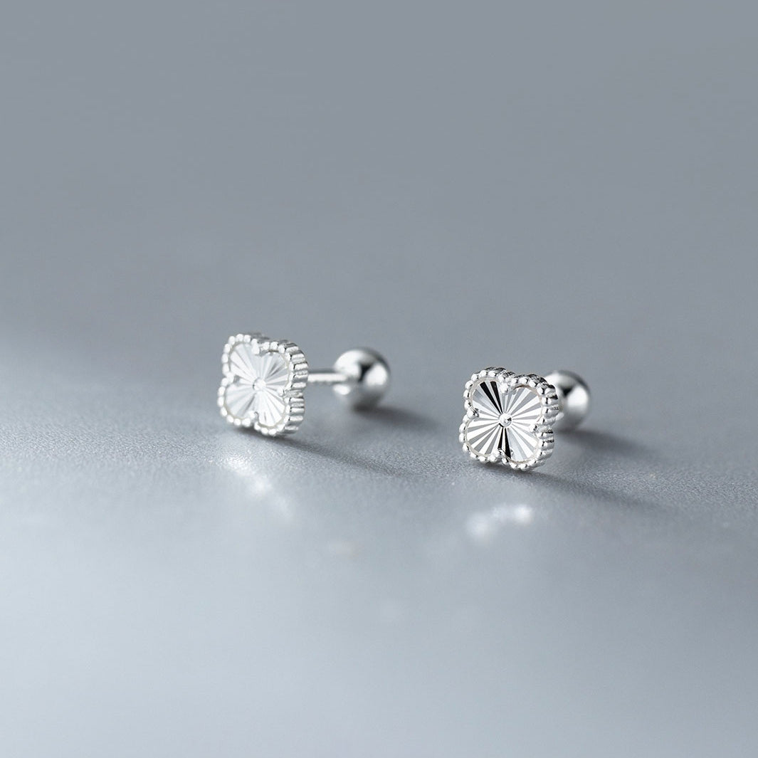 Eira Faceted Clover Barbell Earrings
