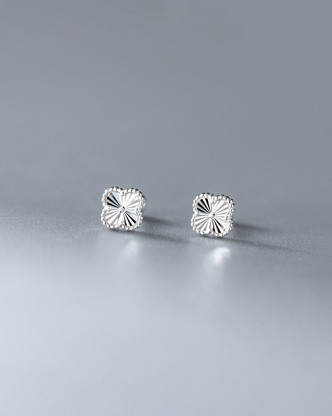 Eira Faceted Clover Barbell Earrings