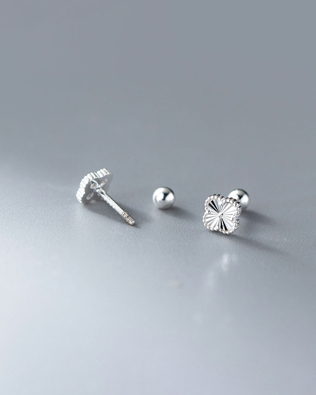 Eira Faceted Clover Barbell Earrings