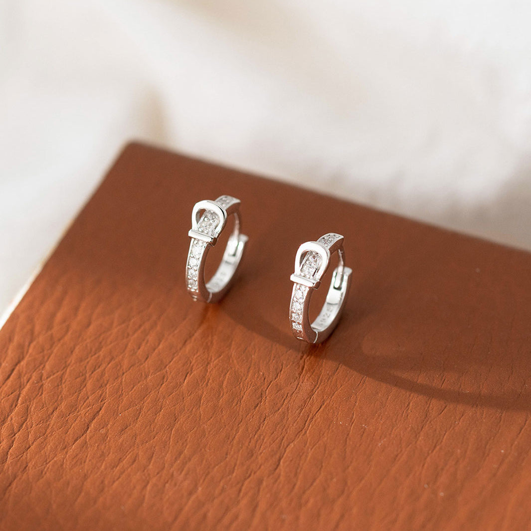 Romy Pavé Buckle Hoop Earrings