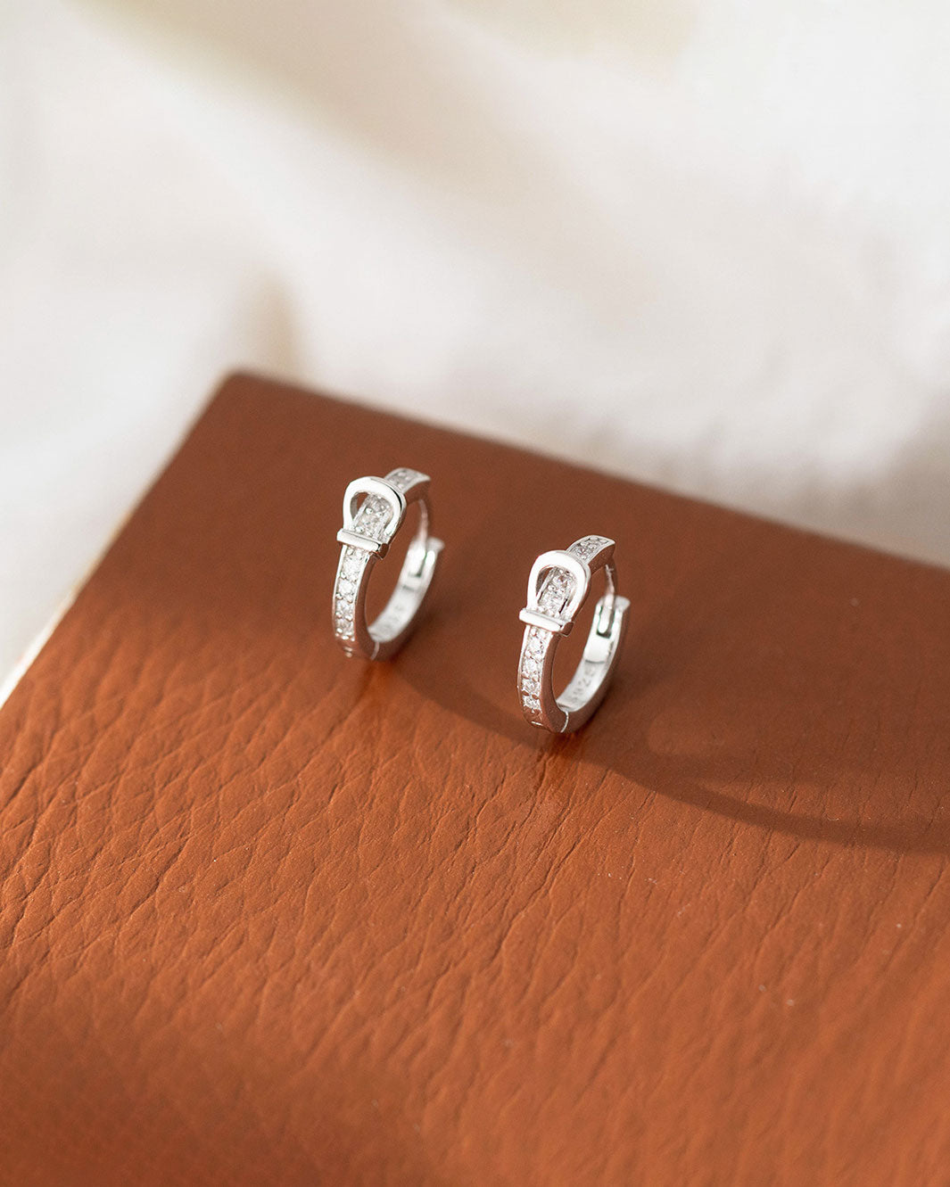 Romy Pavé Buckle Hoop Earrings