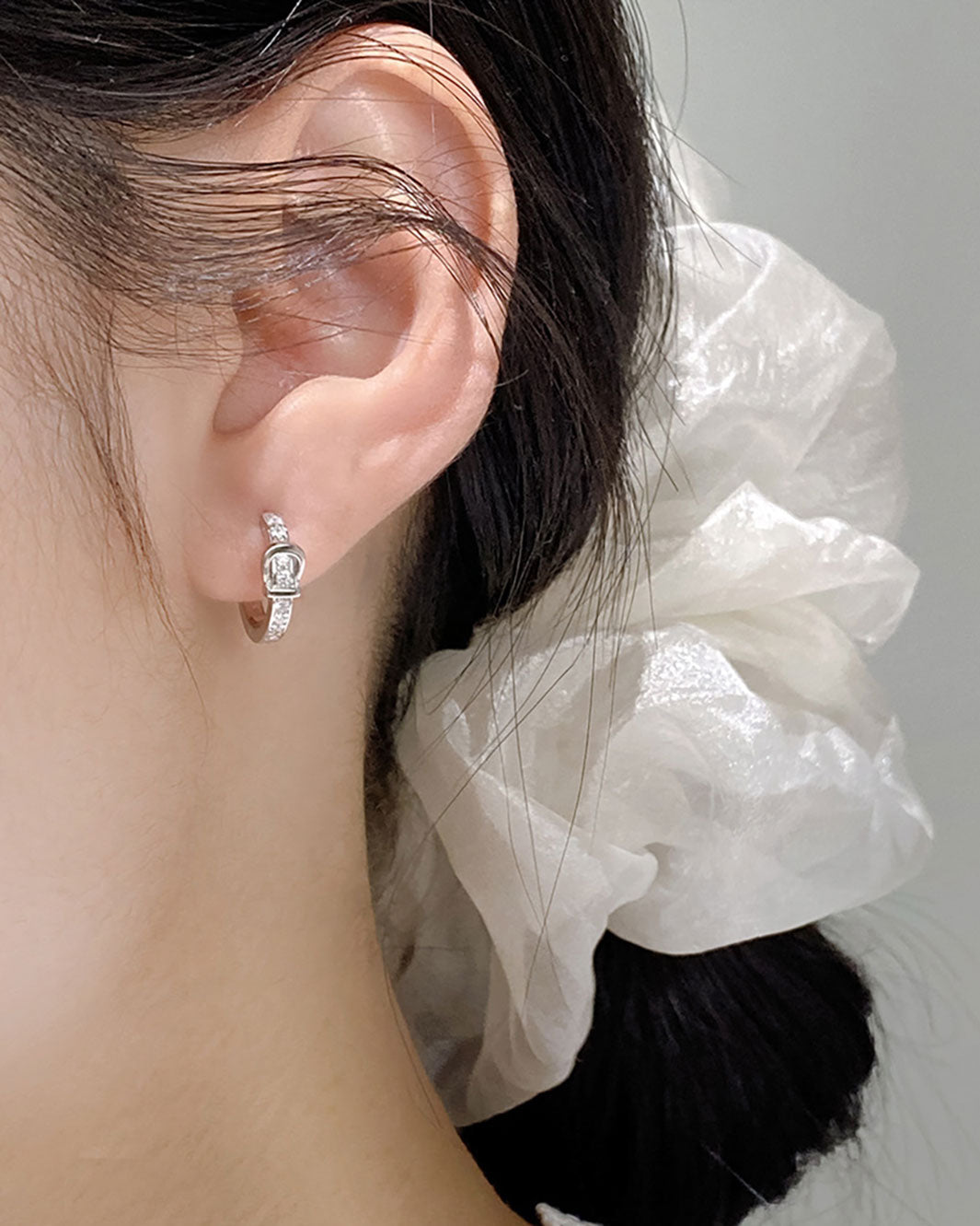 Romy Pavé Buckle Hoop Earrings