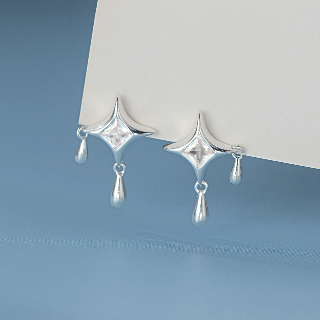 Mira Dewdrop Star Drop Earrings