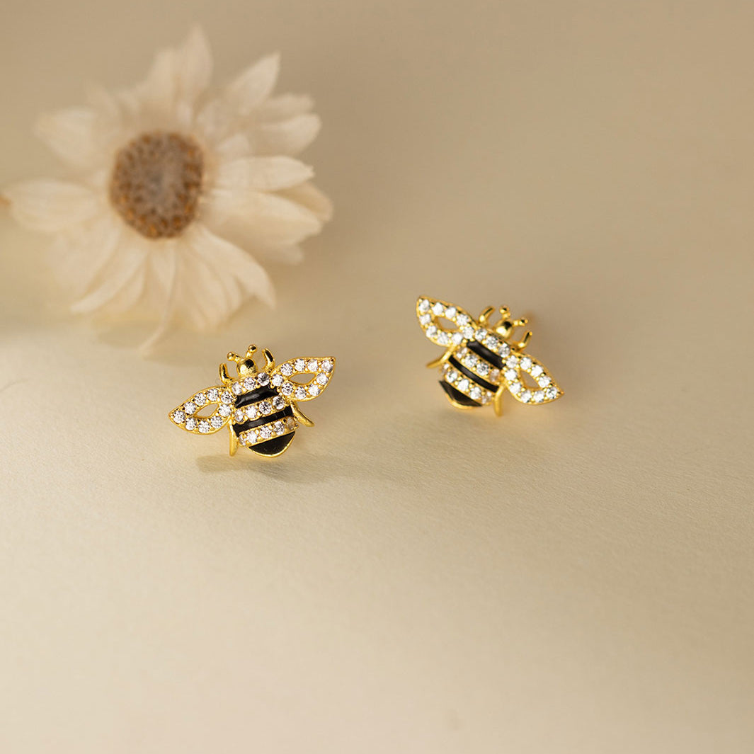 Honeybee Pavé Stud Earrings