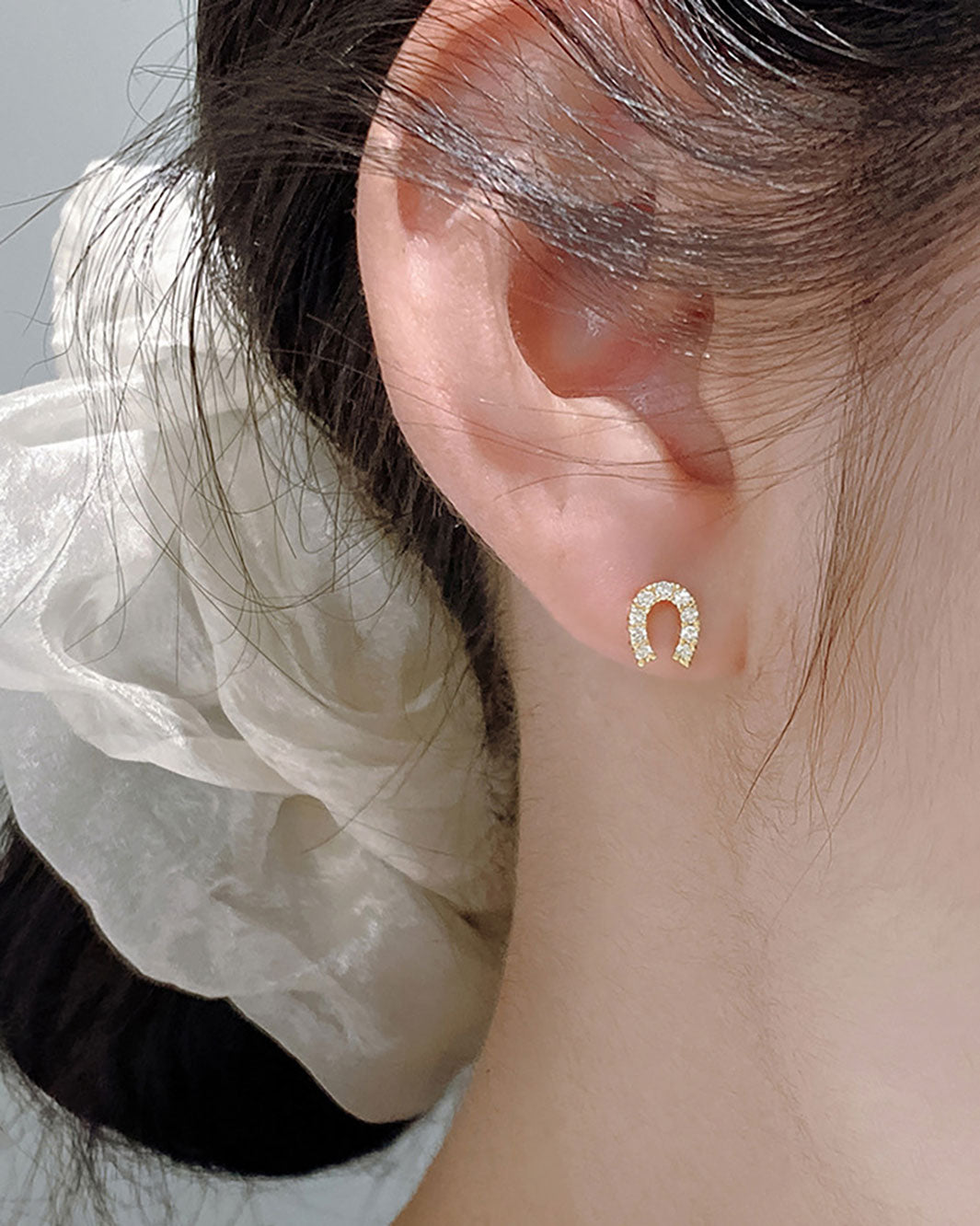 Pave Horseshoe Stud Earrings